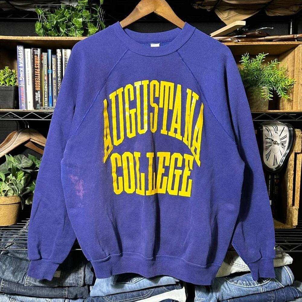 Vintage 90s Augustana College Crewneck Navy Blue University Sweatshirt Mens XL
